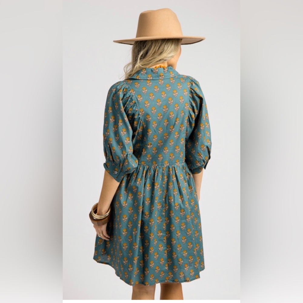 Chic Soul Floral Emerald green midi Dress size 2X ๐ธ๐บ๐น BMB HALL - Picture 6 of 7